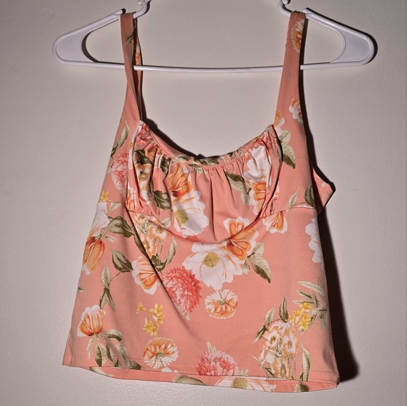 Forever 21 Peach Floral Crop Top - Picture 2 of 3
